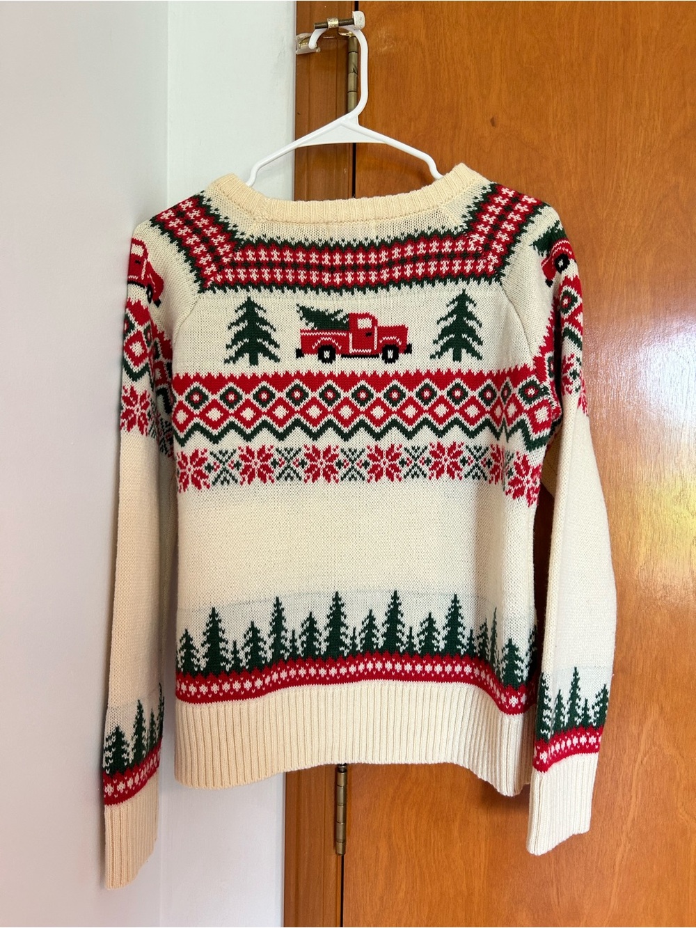 EUC Kiel James Patrick red truck Christmas sweater